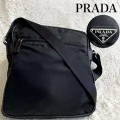 大きめ PRADA プラダ テスート 三角ロゴプレートボックス ショルダーバッグ