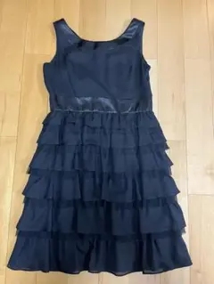 フリルデザイン ネイビーパーティードレス 11AR