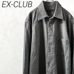 EX-CLUB シャツ 長袖 ウール100% 胸ポケット シンプル 大きめ