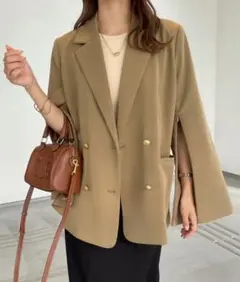 【新品タグ付き】 ジュノア 袖スリット金ボタンテーラードジャケット XL