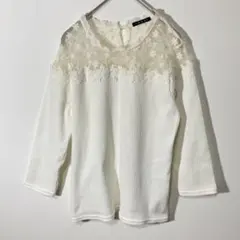 【M】イング　INGNI　ブラウス　長袖シャツ　花柄レース　ホワイトのサムネイル