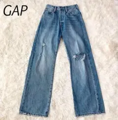 ギャップ ダメージデニムパンツ 90sルーズ ワイド 青 (28/30) 色落ちのサムネイル