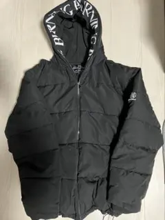 BURNING PASSION ダウンジャケット ブラック メンズ フードロゴ