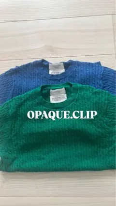 OPAQUE.CLIP グリーンリブニット S