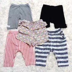 ユニクロ他　ズボン　80　5点セット　おまとめ　花柄　ボーダー　ストライプ　夏服
