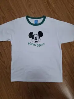 ​【美品】オーシャンパシフィック ミッキー リンガーTシャツ 白 緑 Mのサムネイル