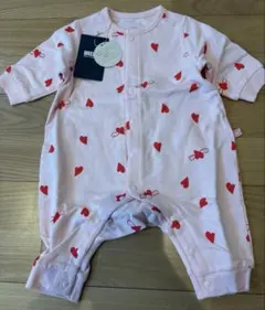 新品未使用　BREEZE(ブリーズ) 長袖ロンパース ピンク ハート柄60