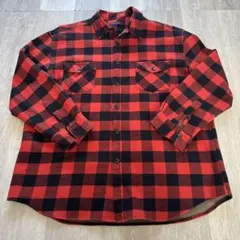 KANSAI JEANS 赤黒チェックネルシャツ 裏起毛 3L