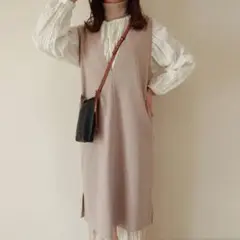 NUGU Check v-neck dress