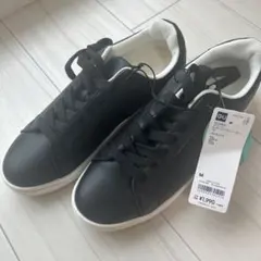 新品 GU クリーンレザータッチスニーカー ブラック M