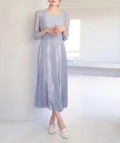 Mon Etoile プリーツコンビレースDress オケージョンドレス　レース