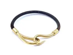 HERMES エルメス ジャンボ レザー ブレスレット ブラウン ゴールド金具 