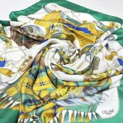 CELINE 大判シルクスカーフ マカダム アクセサリー柄 海 マリン - メルカリ