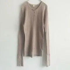 リブニット 長袖カットソー ベージュ