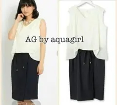 新品タグ付【AGアクアガール 】スキッパーシャツドッキングワンピースM