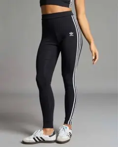 adidas ブラック レギンス サイドストライプ