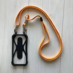 スマホ用シリコンストラップ ブラックオレンジ