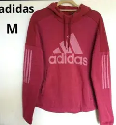 adidas アディダス パーカー 裏起毛 ワインレッド 3本ストライプ M