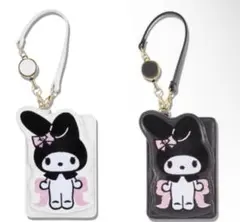 マイメロディ BLACKPINK パスケース　ブラック　ピンク　リボン　クリーム