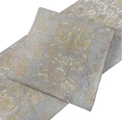 #J044 美品 袋帯 六通 金銀糸 唐織 花唐草 鴛鴦 正絹 フォーマル帯
