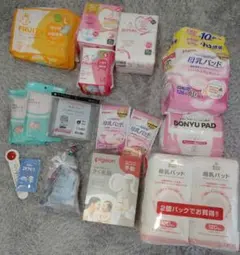 搾乳機込み　お産セット　母乳パッド　産褥ショーツ　産褥パット　湯温計