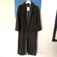 ☆新品未使用品☆H&Mツイード風ロングコート ブラックホワイトミックス系