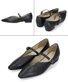 ORiental TRafficブラック ポインテッドトゥ フラットシューズ35