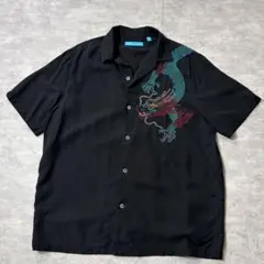 00s TORI RICHARD レーヨン オープンカラー シャツ 龍 刺繍のサムネイル