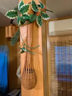 竹製 壁掛け花器 竹籠 花入れ 和風インテリアのサムネイル