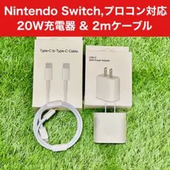 Nintendo Switch,プロコン対応 高速充電器&2mケーブル付
