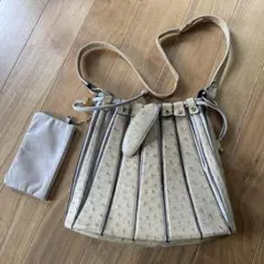 オーストリッチレザー　プリーツバッグ