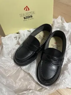 【美品・日本製】HARUTA KIDS ブラックローファー　18㎝