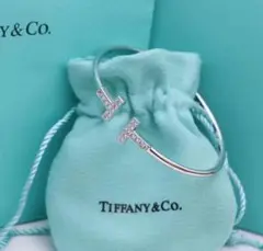【極美品】Tiffany&Co.ティファニーダブル T ダイヤモンドバングル