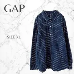 Gap ボウタイリボン ダンガリーデニムシャツ ライトブルー ギャザー L 