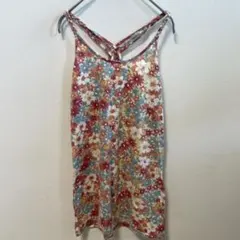 ライトオン 【L】 花柄丈長キャミソール クロスストラップくすみカラー赤黄緑白夏のサムネイル