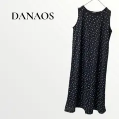 ノースリーブロングワンピース DANAOS 総柄 上品 花柄 ブラック Mサイズ