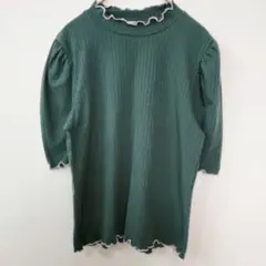 OLIVE des OLIVE グリーン 半袖Tシャツ 袖フリル F