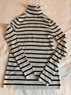 最終値下げ　UNIQLO メリノリブタートルボーダーセーター L