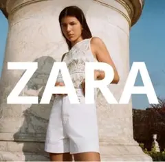 ZARA アイボリー レース ノースリーブ トップス