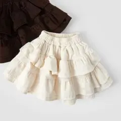 110　キッズ フリルスカート アイボリー 女の子 韓国 春 フリル スカート