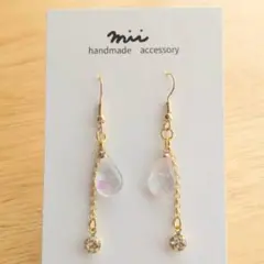 No.274 天然石 フローライト レジン 揺れるピアス イヤリング レジン