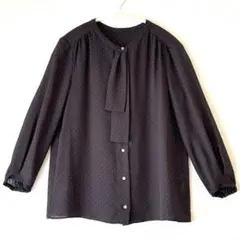 【green label relaxing】ボウタイブラウス　ドット　七分袖