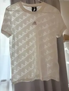 adidas ホワイト パターン Tシャツ　サイズL