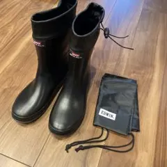 Edwin　エドウィン　ロングレインブーツ　L 防水　撥水　幅広　ブラック