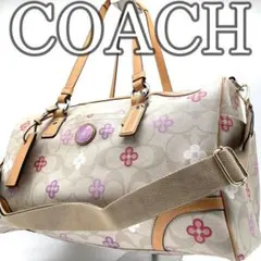 ハナさまコーチ ボストンバッグ 2way 花柄 シグネチャー 77377