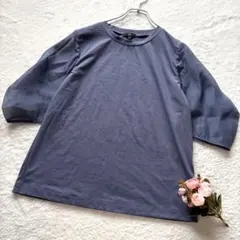 DHC◇シアースリーブ　トップス　半袖　カットソー　ブルー　シンプル　無地　上品のサムネイル
