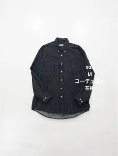 90s ボタニカル柄コーデュロイシャツ ヴィンテージ古着