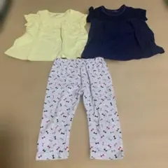 ベビー服セット イエロー・ネイビー・リボン柄ズボン