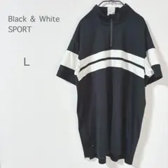 【ブラック・アンド・ホワイトスポーツ】半袖 L ゴルフウェア ハーフジップ 春夏