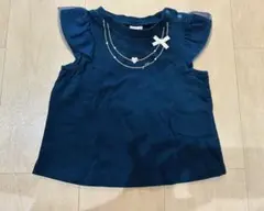 プティマイン　ネイビー フリル袖 トップス 80